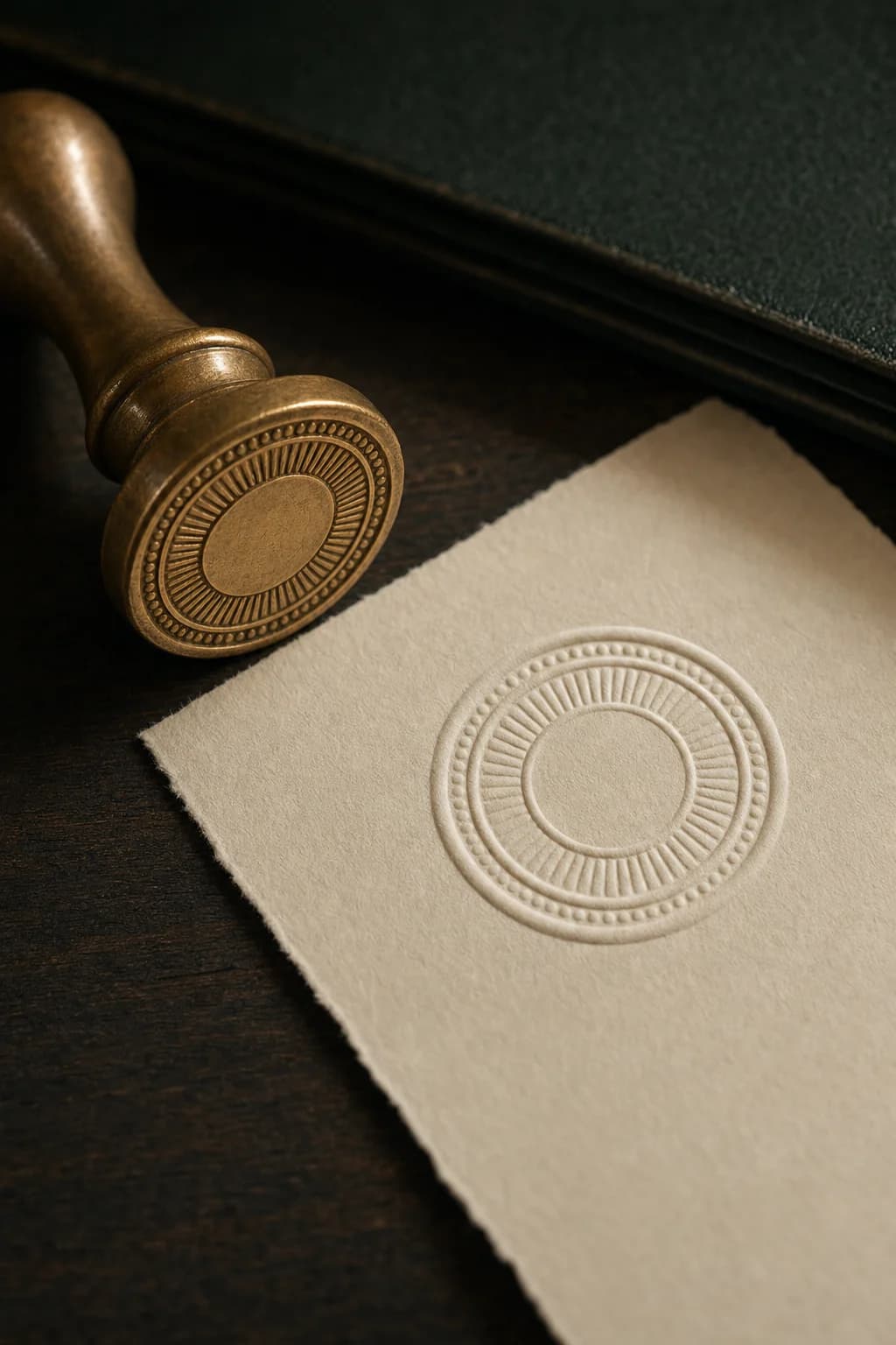 Prägesiegel auf cremefarbenem Papier — Sinnbild für nachprüfbare Qualifikation