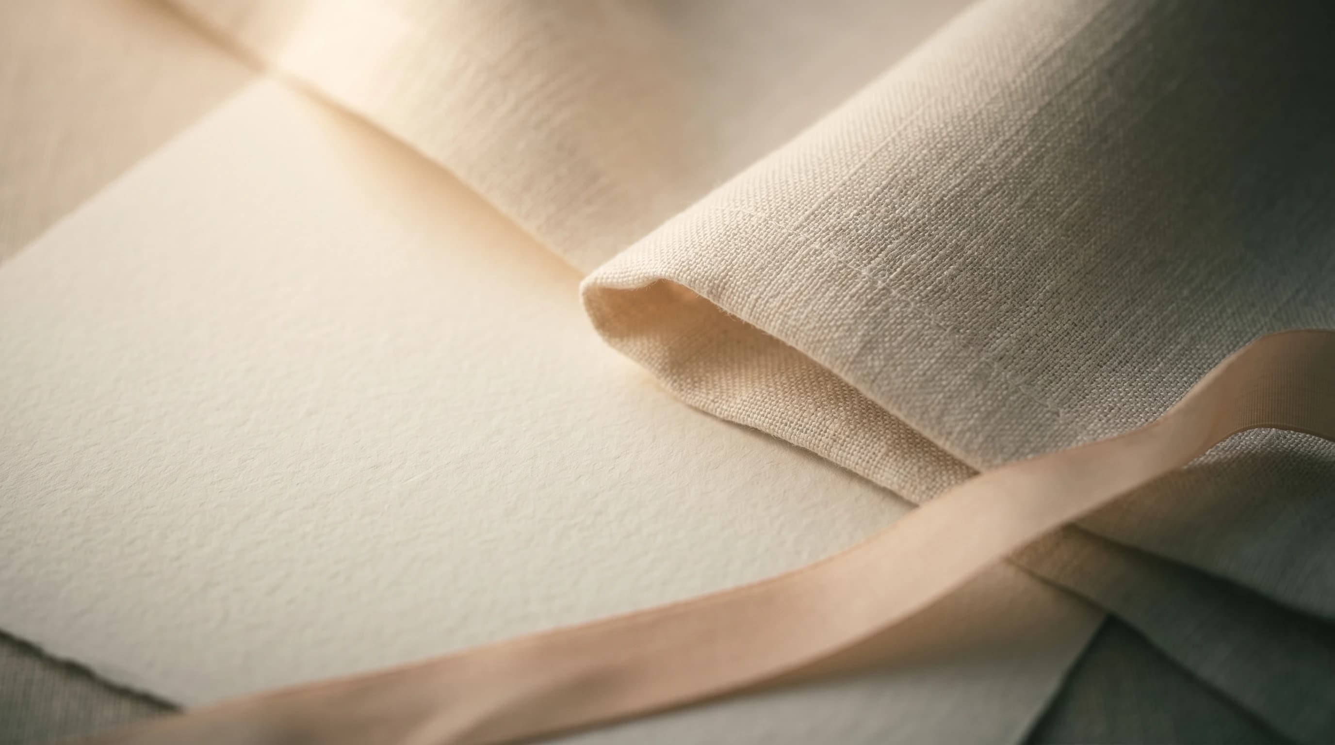 Bone-cream Leinen und Papier — editorial Material-Studie